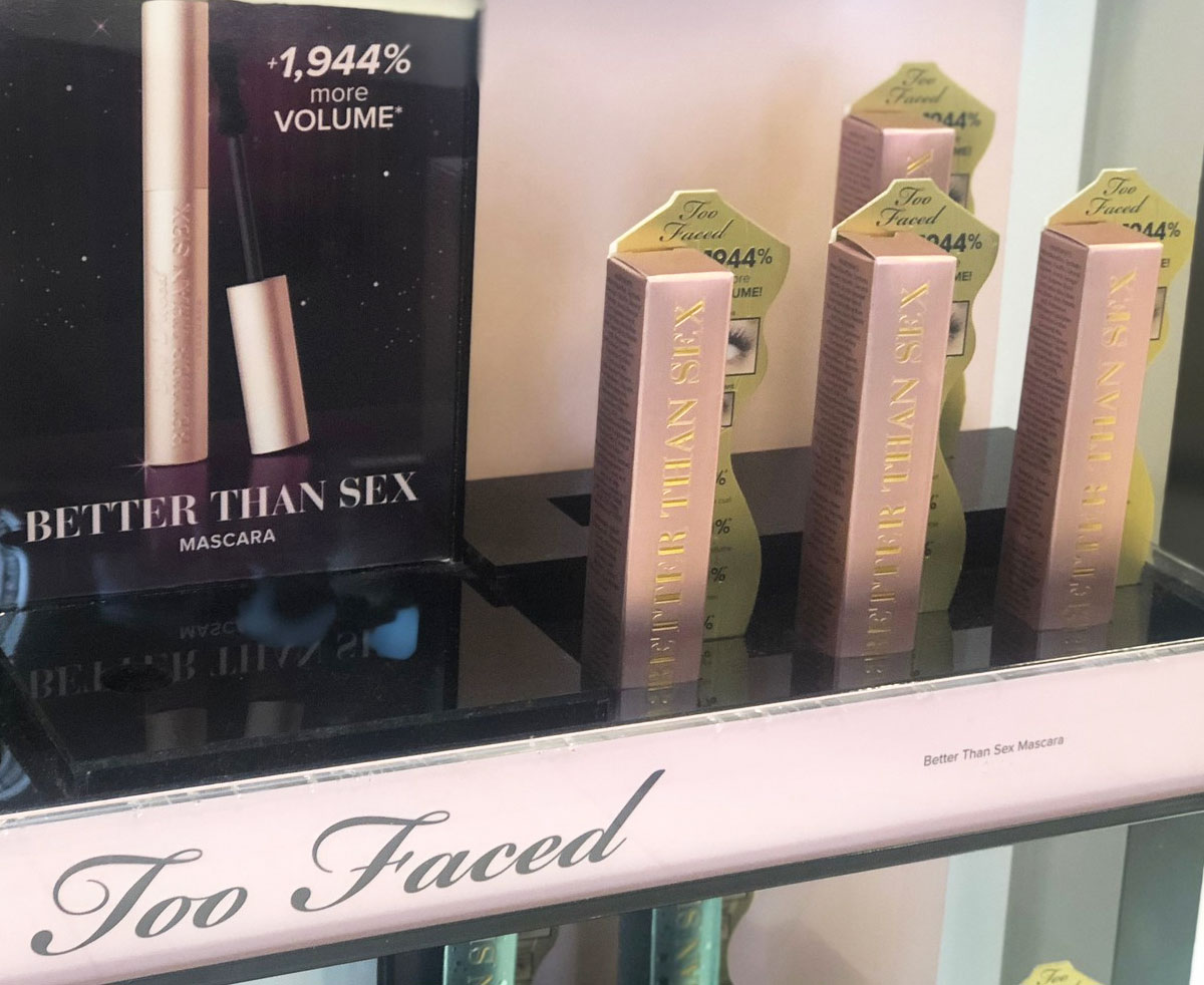 too faced better than sex mascara on display at store