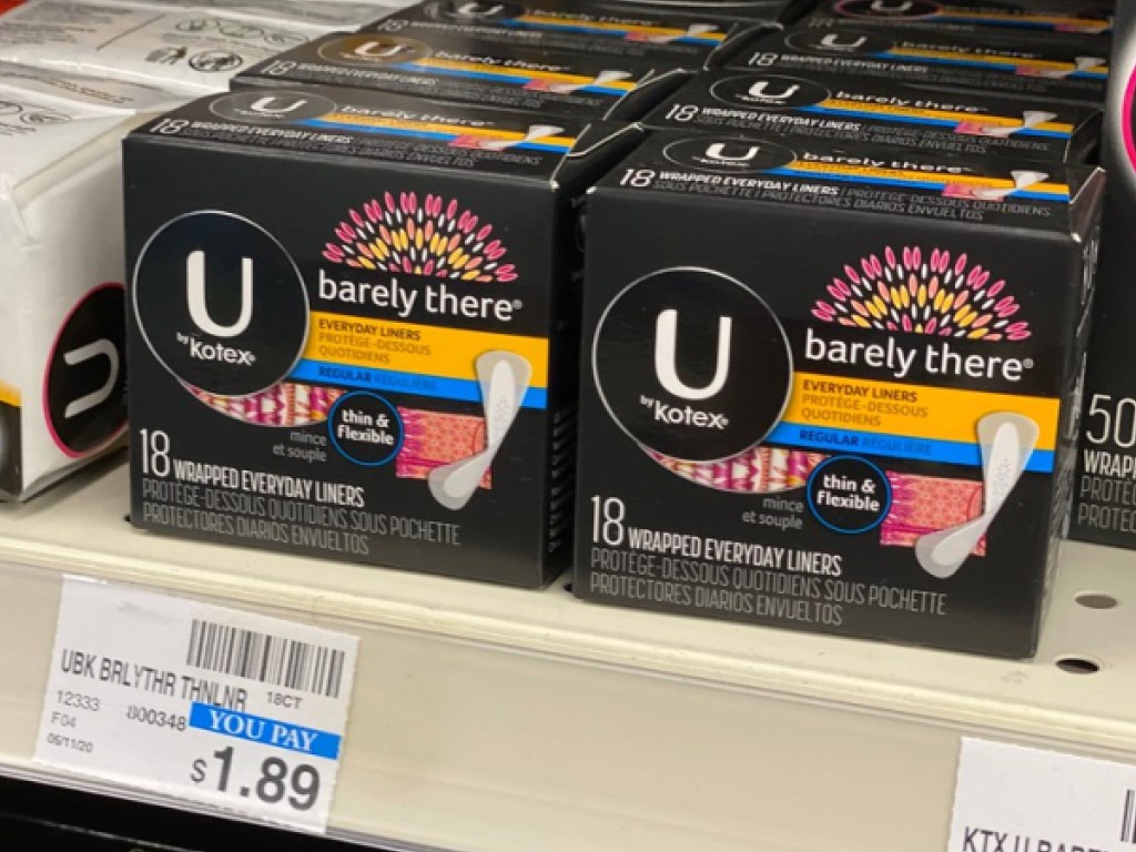 panty liners on store shelf