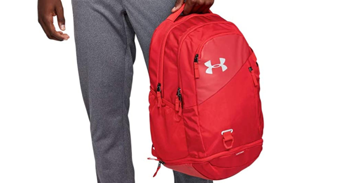 red and gray under armour backpack