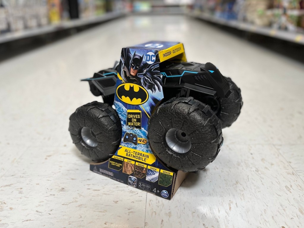 RC Batmobile on floor at store