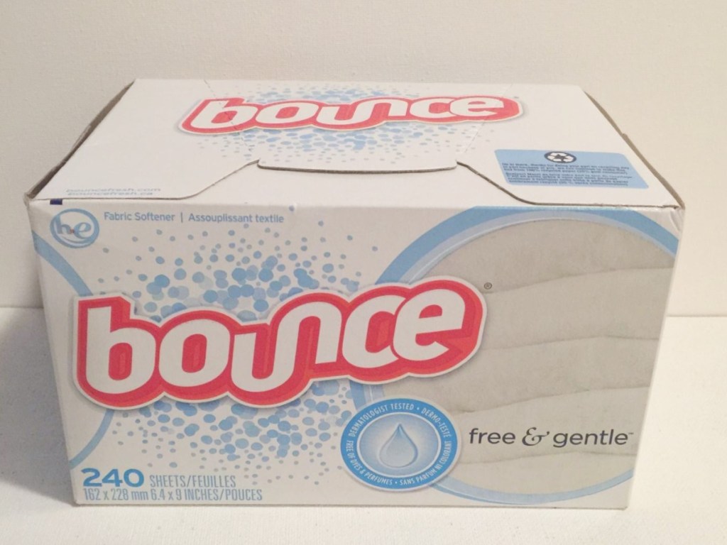 box of Bounce dryer sheets