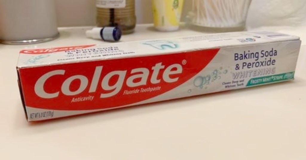 tube of Colgate toothpaste in box