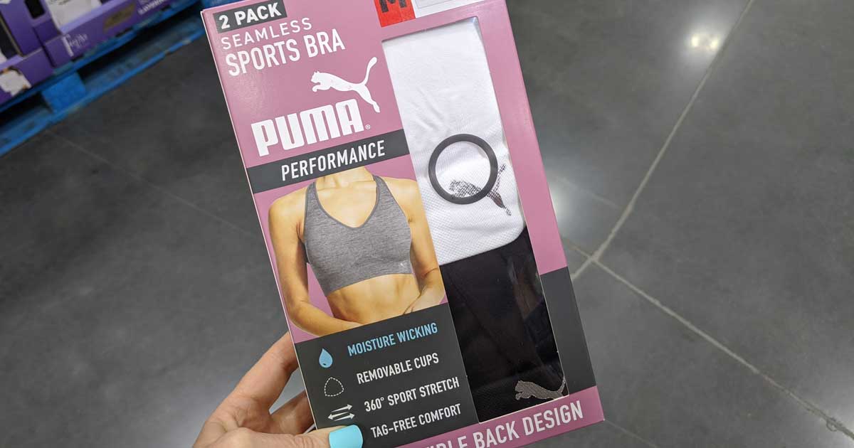 Puma Women's 2 Pack Seamless Sports Bra Removable Cup Convertible Back  Design