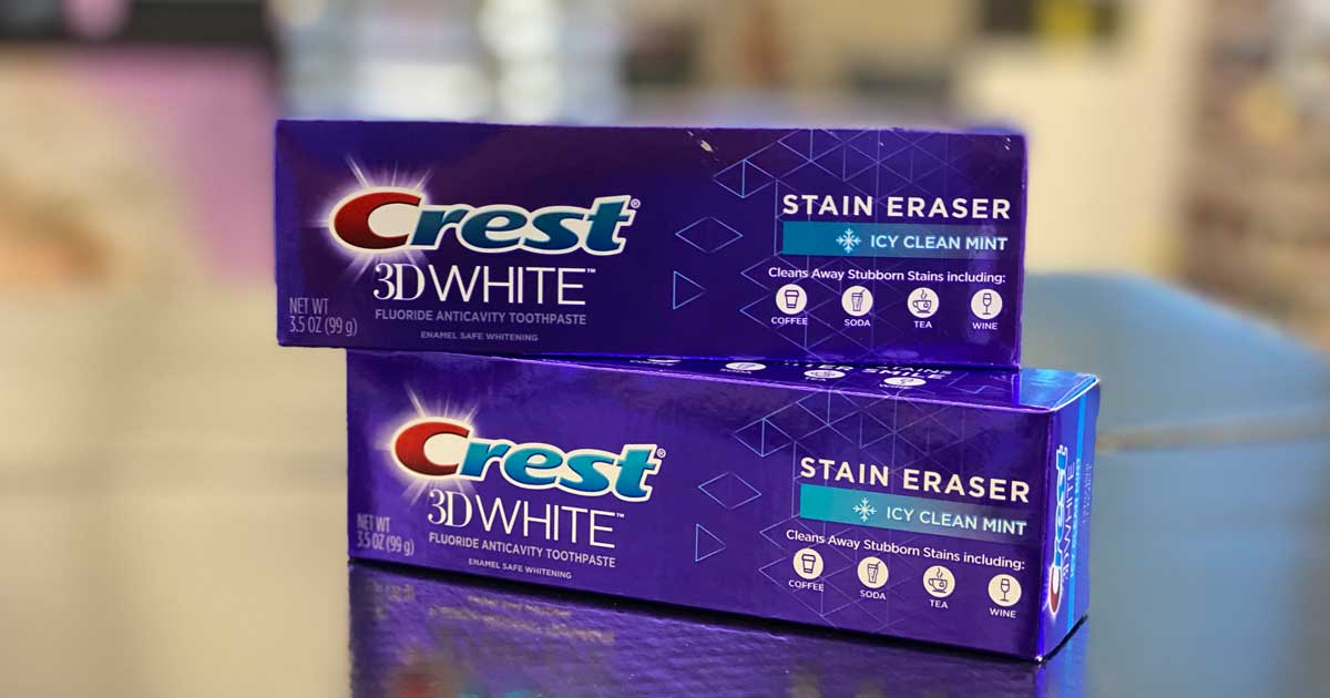 crest toothpaste on counter