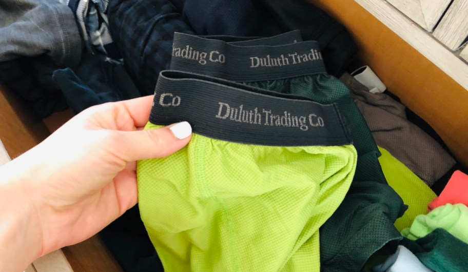 hand holding a pair of duluth trading company mens underwear