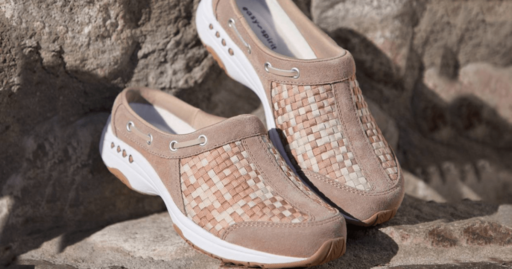 shoes sitting on rocks outside