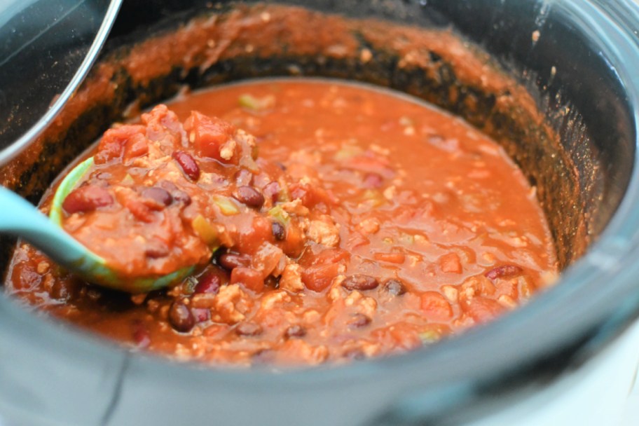 finished crock-pot turkey pumpkin chili