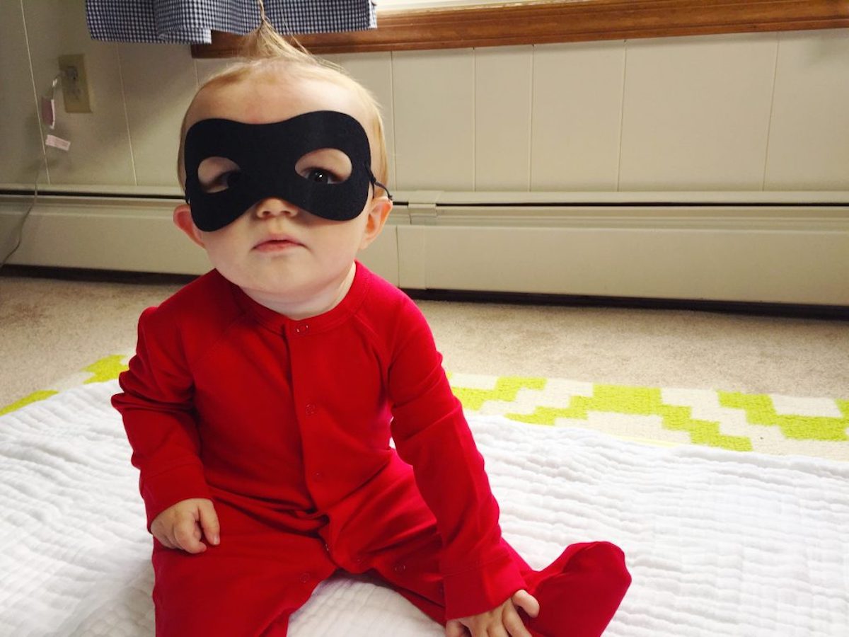 Incredibles Jack Jack DIY Costume which is one of the easy Halloween costume ideas for kids
