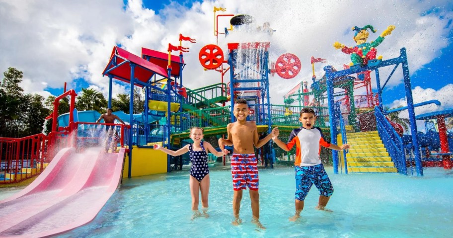 3 kids at Legoland waterpark