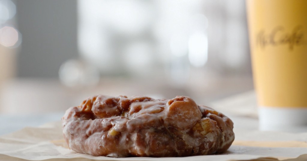 mcdonalds apple fritter next to coffee cup