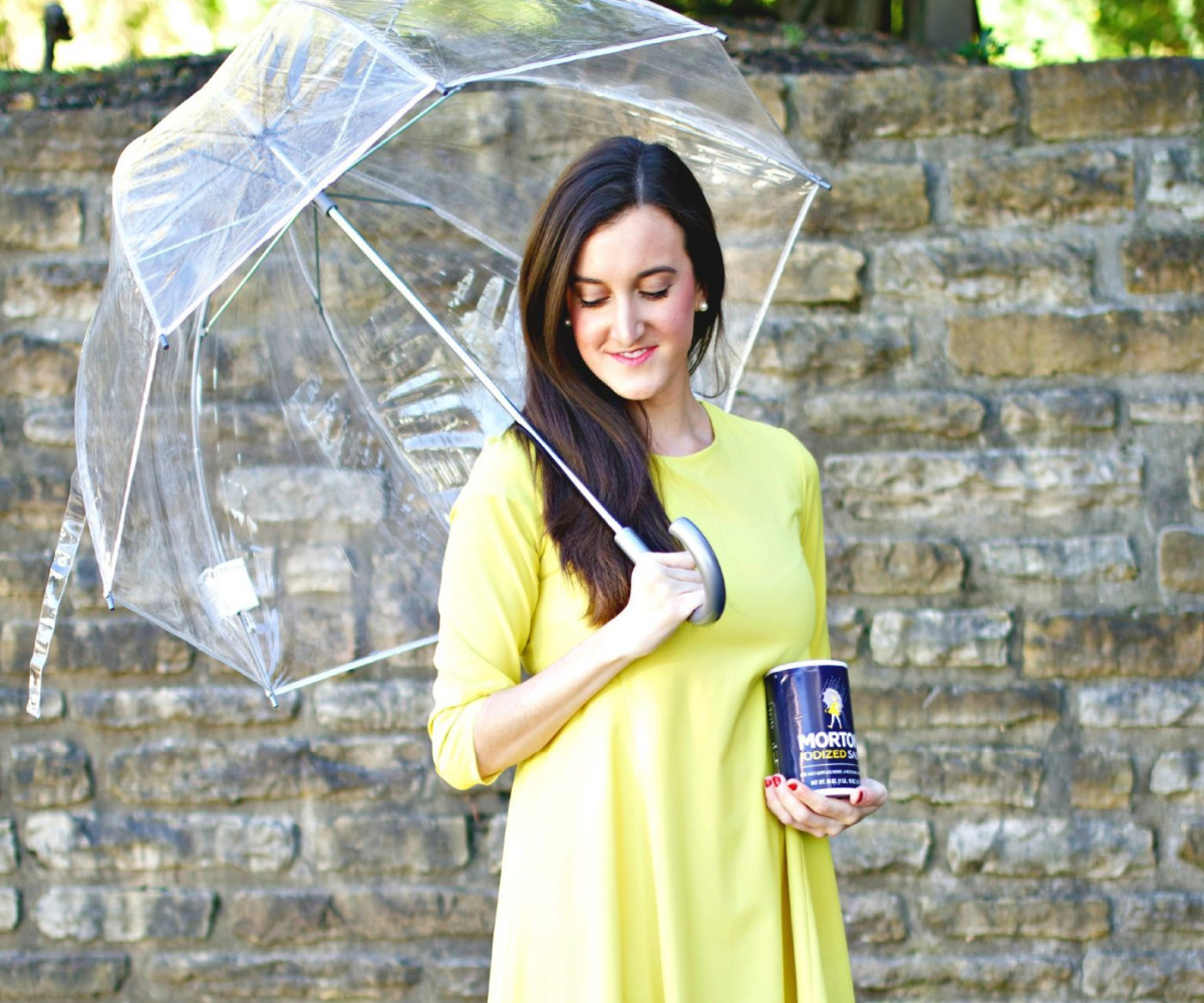 DIY Morton salt girl costume which is one of the easy Halloween costume ideas for adults or kids