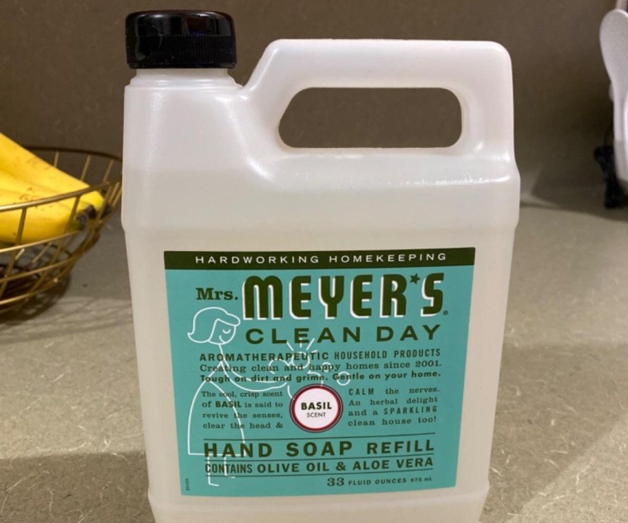 jug of Mrs. Meyer's soap refill