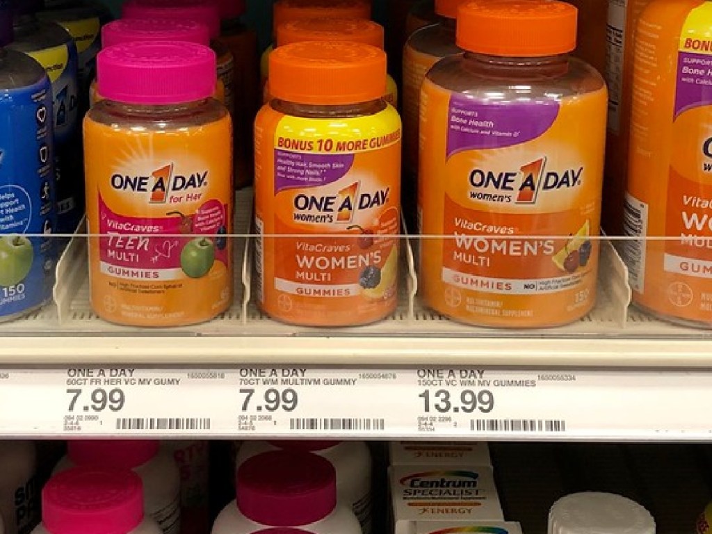 vitamin bottles on store shelf