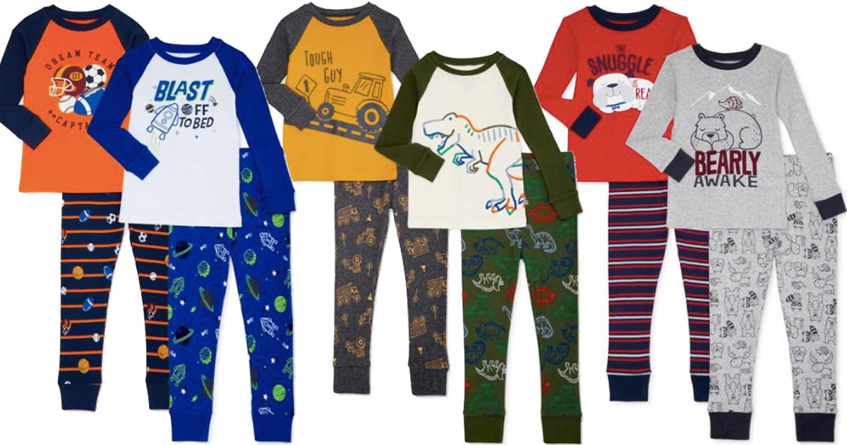 Wonder Nation Boy's 2 Piece Pajama Sleepwear Set Small 6/7, Light Grey... 