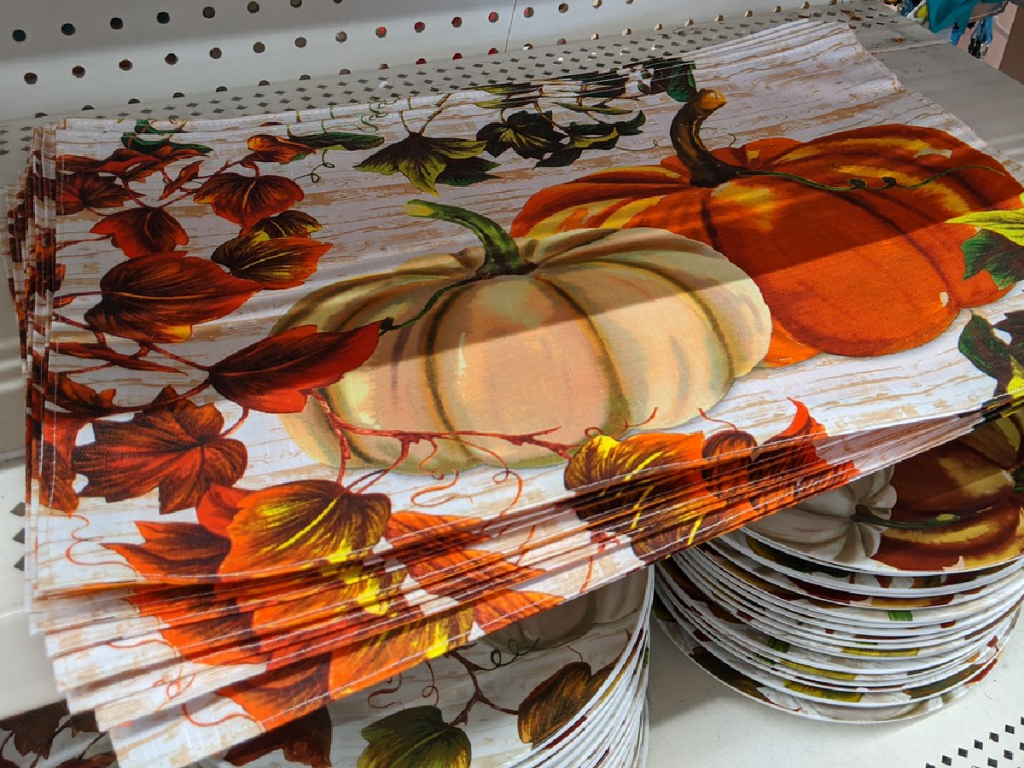 pumpkin placemats sitting on store shelf