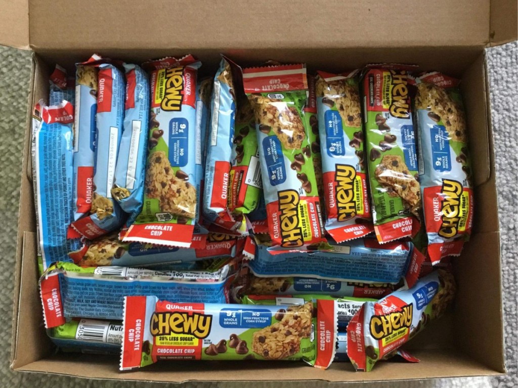 box filled with granola bars