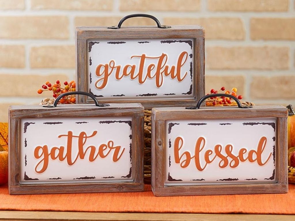 grateful gather and blessed decorative boxes