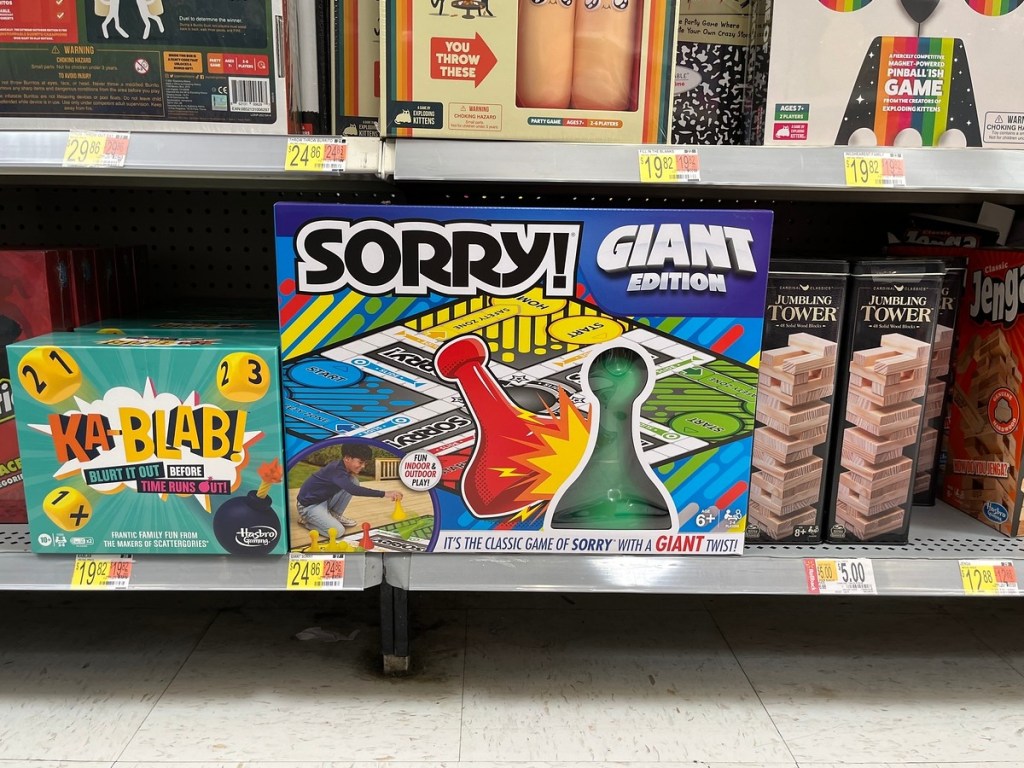 Sorry Giant Board game on store shelf