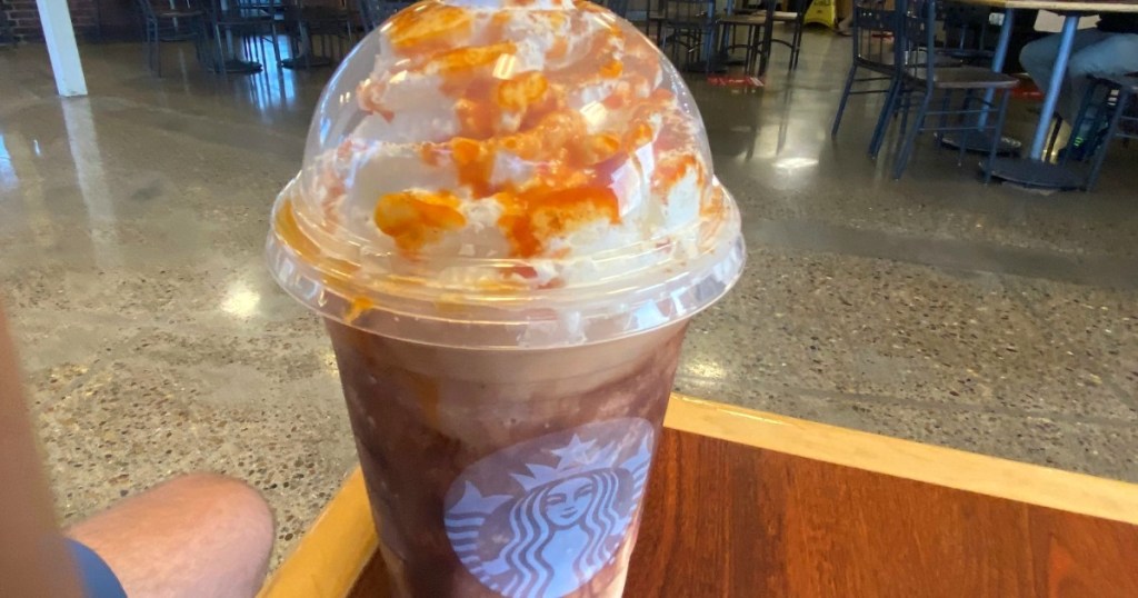 Starbucks chocolate pumpkin frappuccino with whipped cream