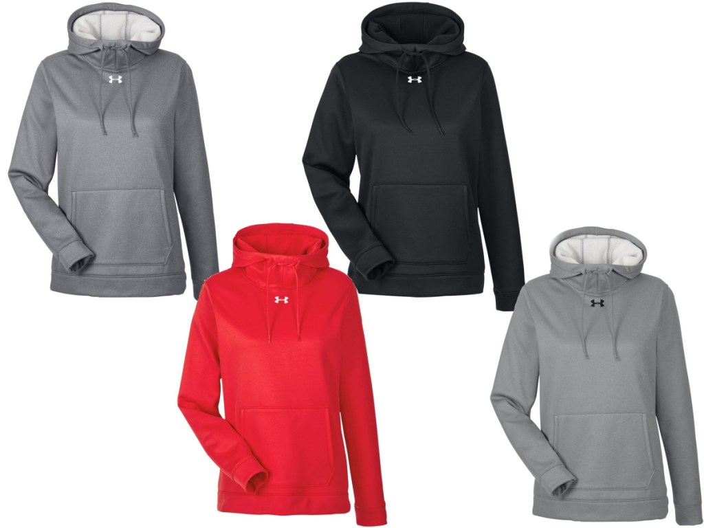 under armour hoodies in grey black and red