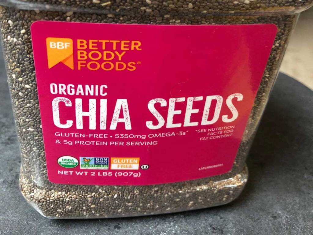 BetterBody Foods Organic Chia Seeds w/ Omega 3 2lb jar
