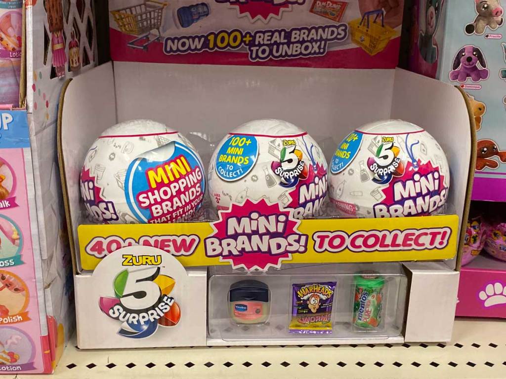 mini brands surprise balls on shelf in store