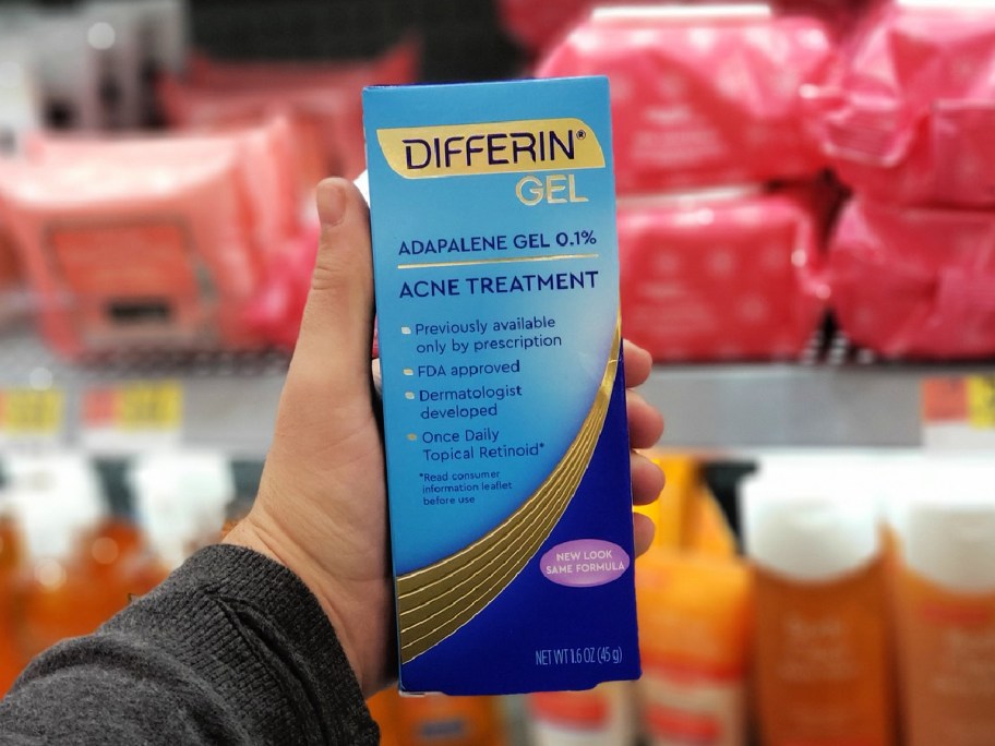 Acne Treatment Differin Gel w/Adapalene Acne Spot Treatment 1.6oz in person's hand