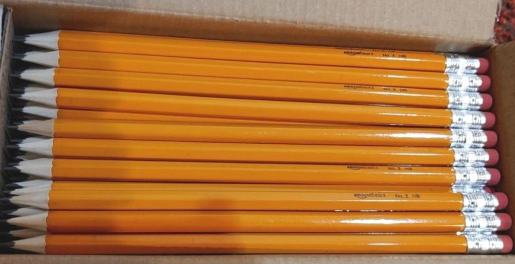 AmazonBasics 150-count pre-sharpened pencils in the box