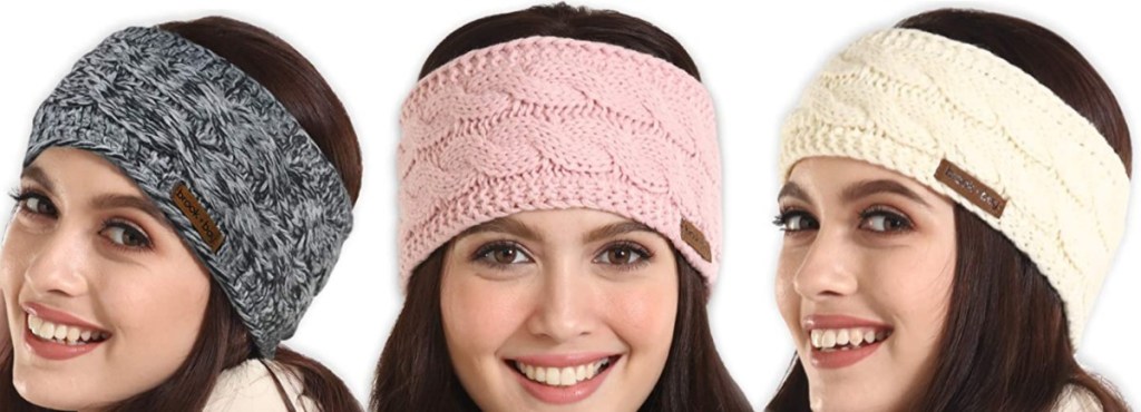 Girl wearing three colors of headbands