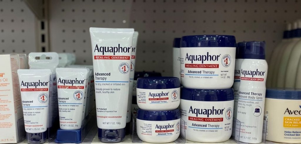 display of Aquaphor products at Target