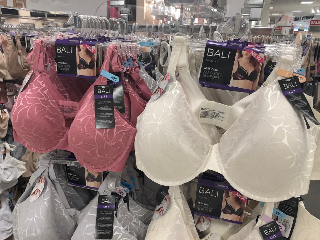 bras hanging in store
