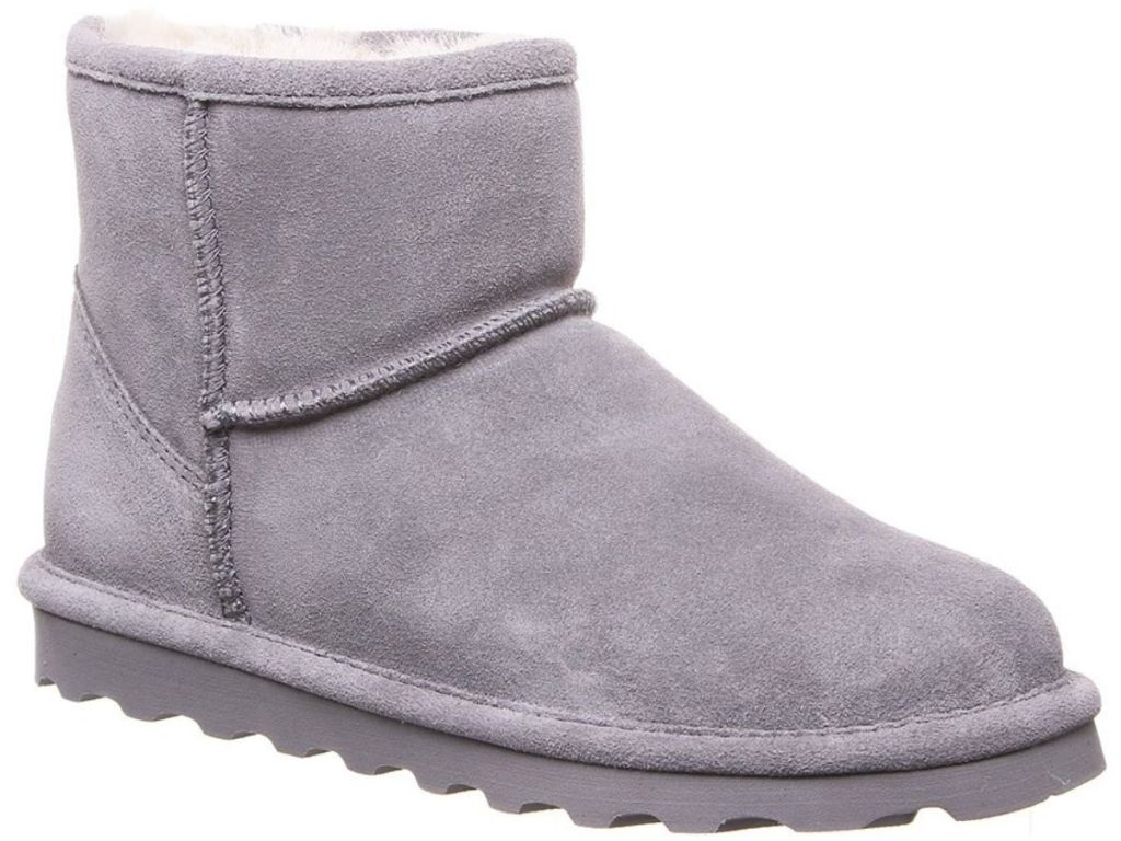 gray shorter winter boots
