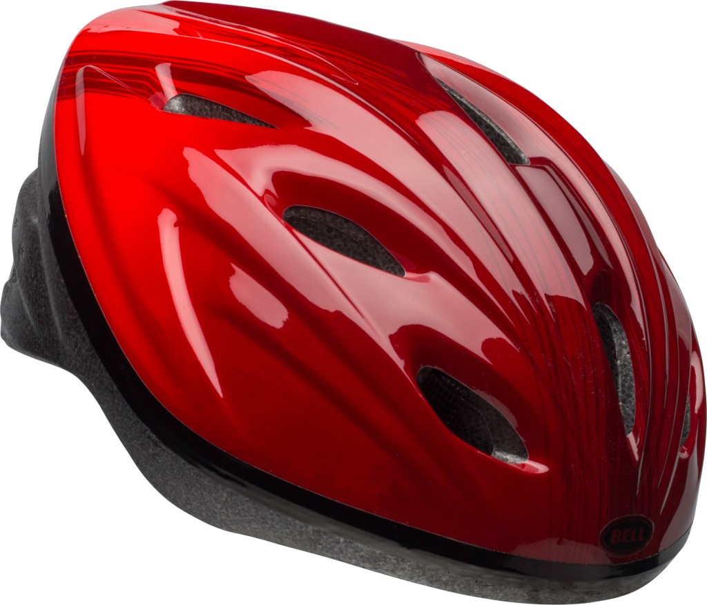 red and black bike helmet