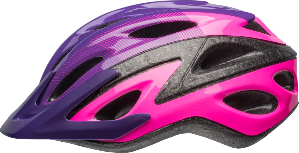 pink and purple bike helmet