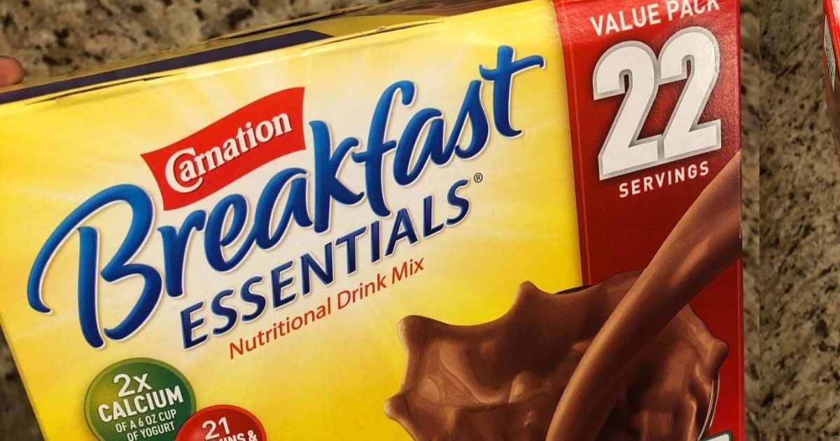 close up of box of carnation breakfast essentials