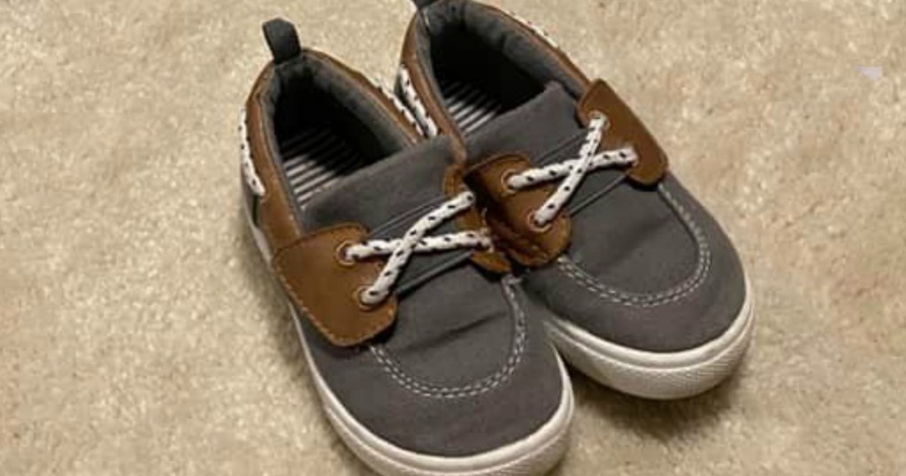 Carters Boat Shoes on carpet 