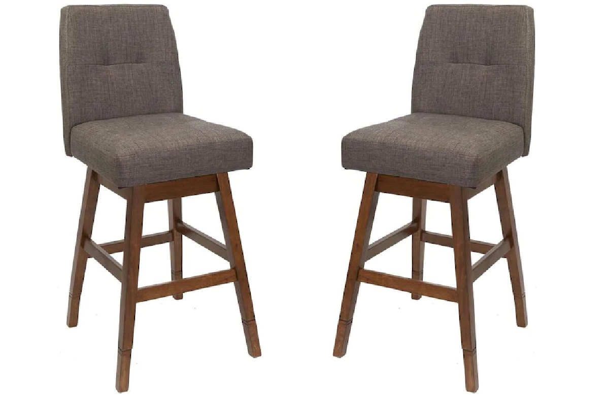 chestnut adjustable upholstered swivel bar stool