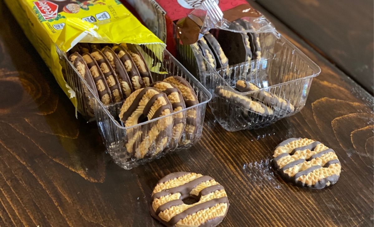 Two packages of cookies on a table