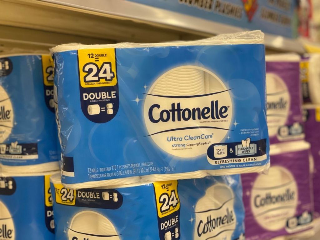 blue package of Cottonelle Toilet Paper