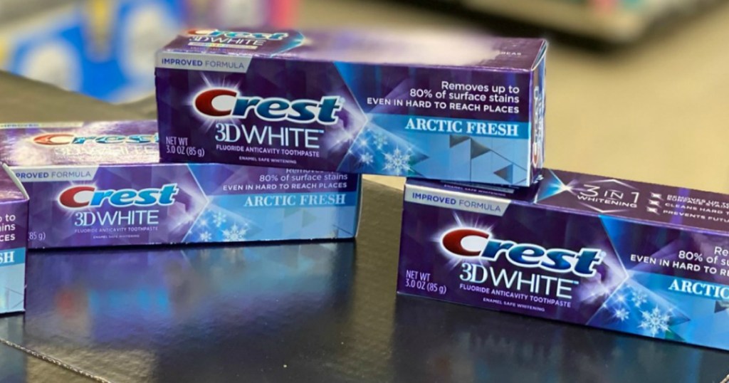 Crest 3D White on store counter