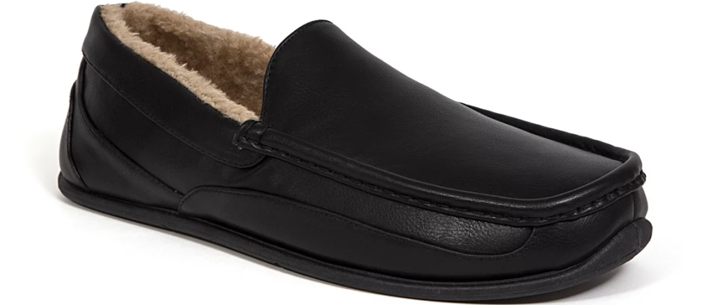 men's black slipper with brown lining