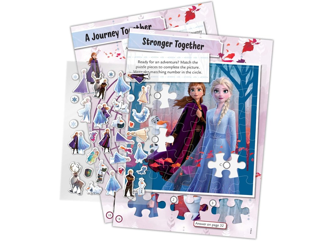 Frozen 2 coloring and activity book pages and stickers
