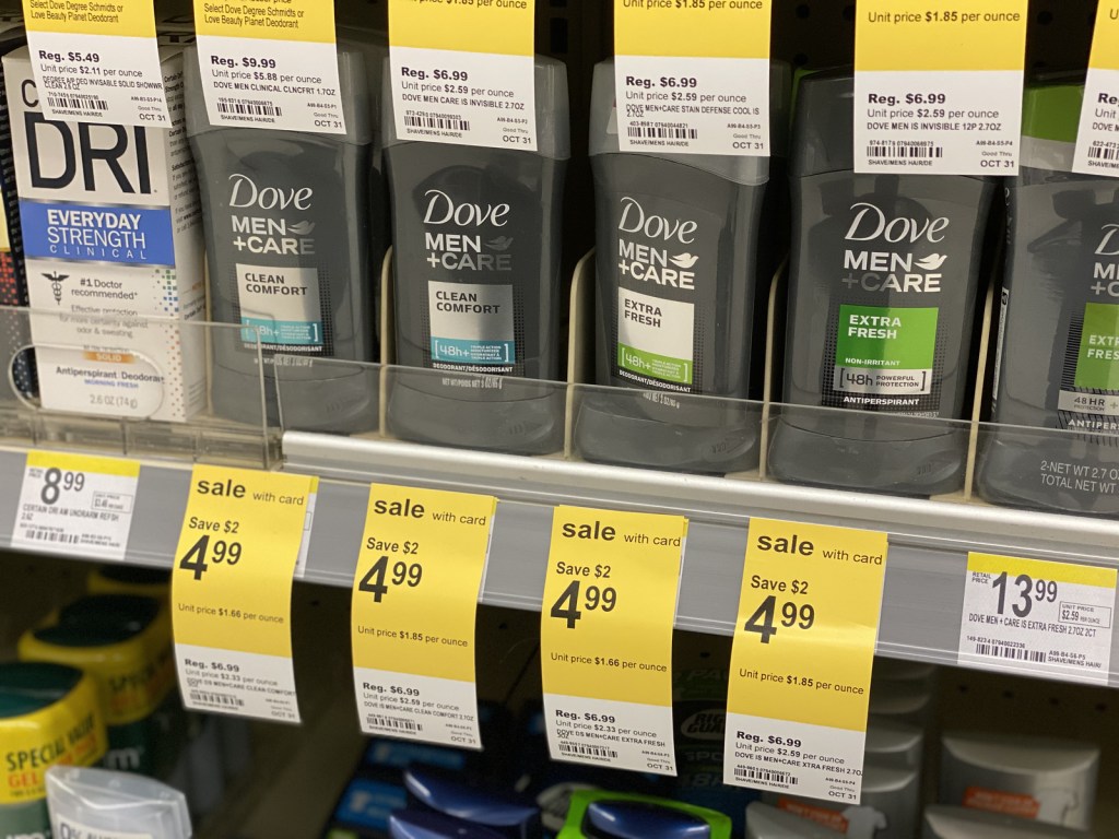 dove deodorants on shelf