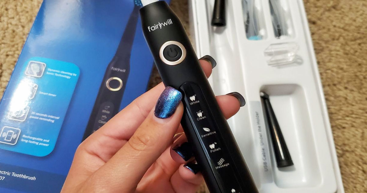 Fairywill Electric Toothbrush w/ 12 Brush Heads Only $19.90 Shipped | One Charge Lasts 30 Days