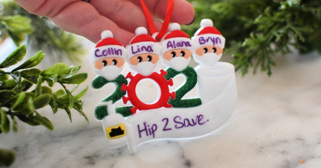 Family of Four Covid 19 Christmas Ornament 2020