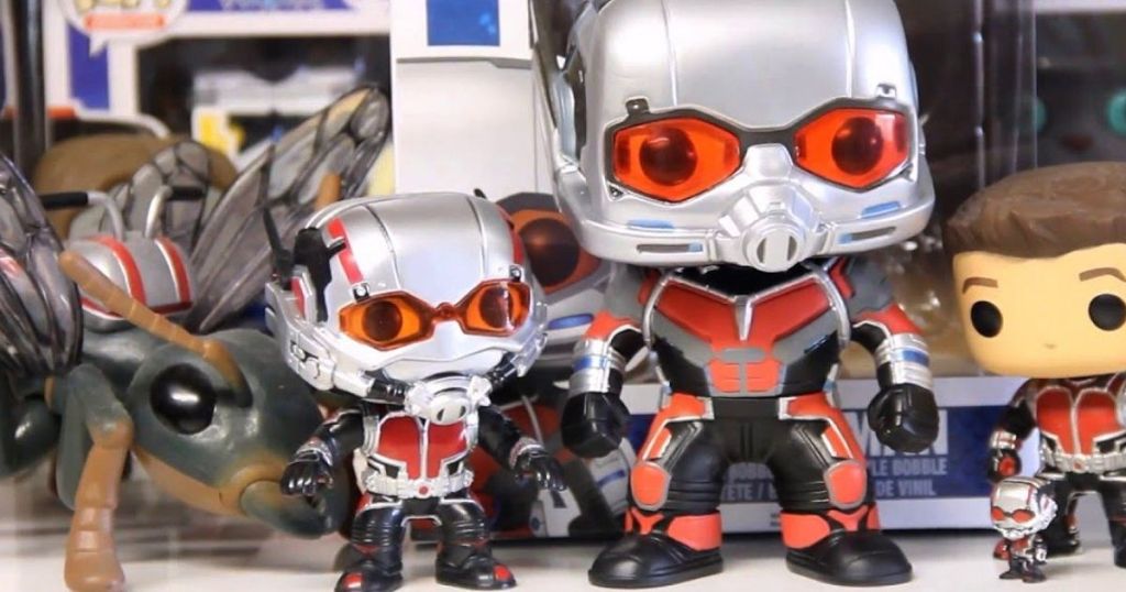 Funko Pop Ant Man and Wasp standing with other figures