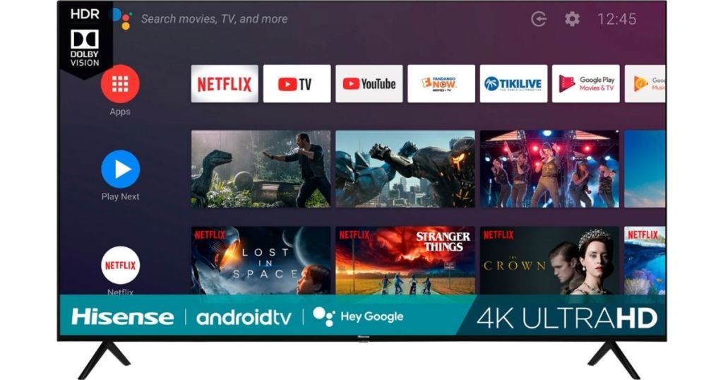 Hisense android tv on home screen