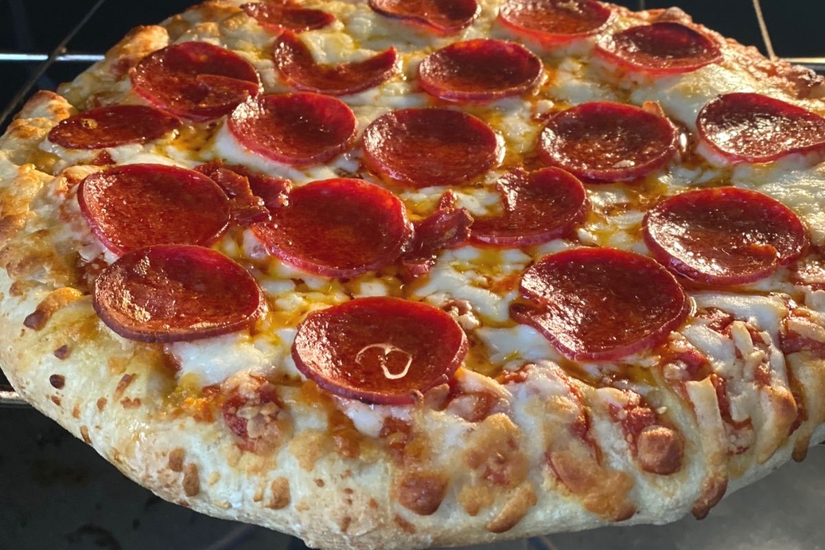 freschetta pizza in the oven