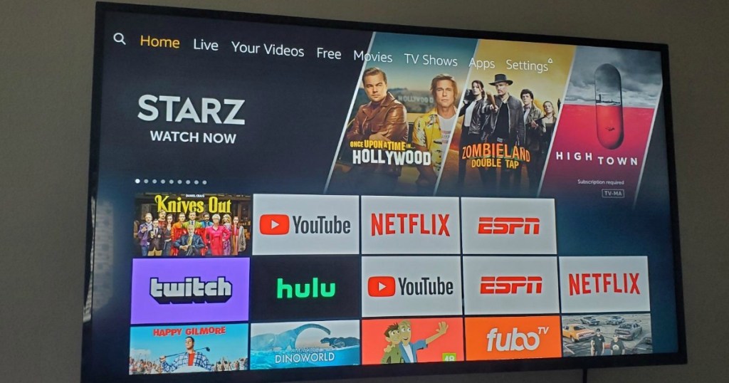 Large smart TV with apps open