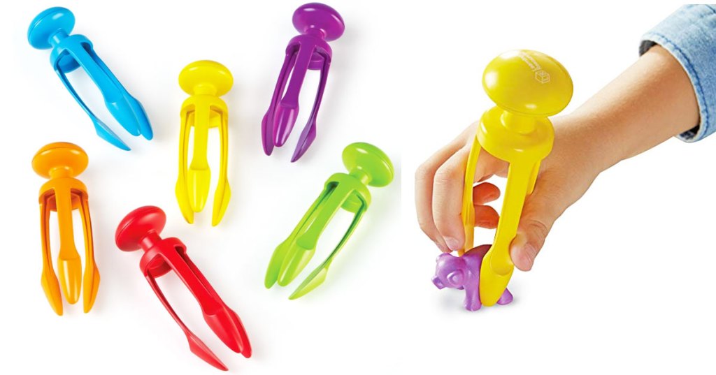 multi-colored 3-prong kids tongs